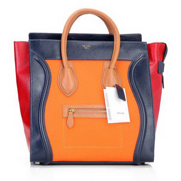 Celine Luggage Jumbo in Orange Dlue Red