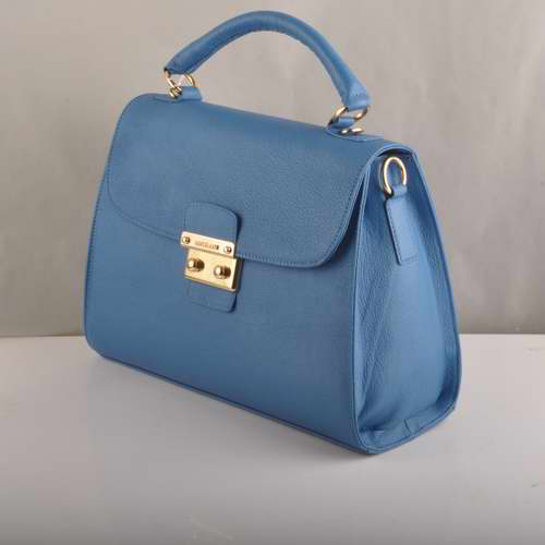 Miu Miu Tote Handbags Calf Leather 7430 Blue