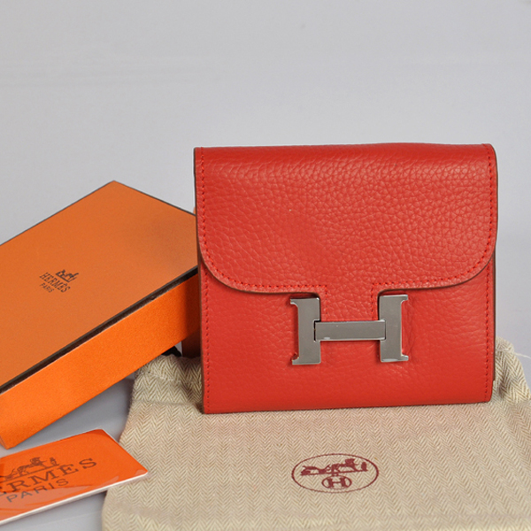 Hermes Constance Wallet clemence leather in Flame