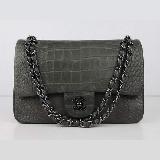 Chanel Fall Winter 2012 Croc Veins Leather Flap Bag A01112 Dark Green