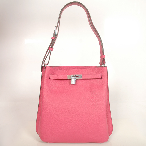 Hermes Sokelly Medium clemence leather in Peach with Silver hardware