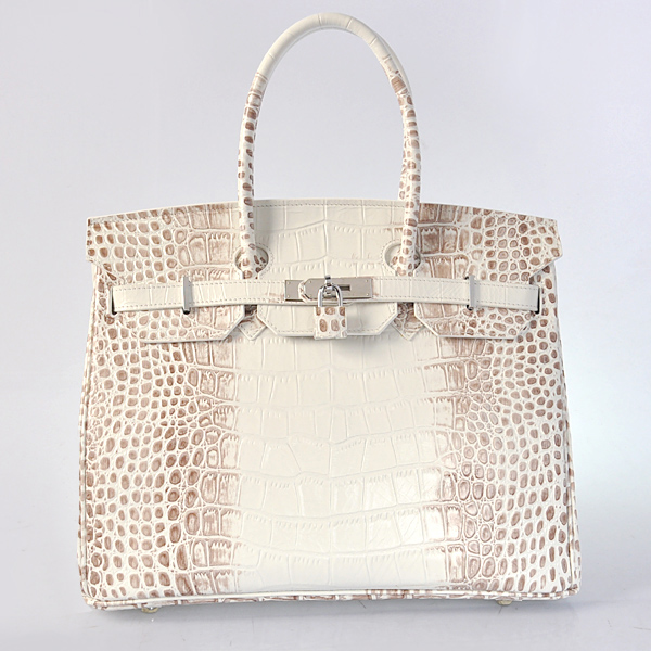 Hermes Birkin 35CM Crocodile stripes leather in Himalayan with Silver hardware