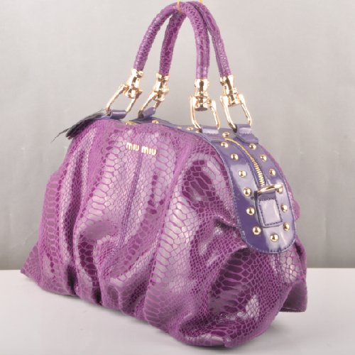 Miu Miu Tote Snake Veins Handbags 90302 Purple