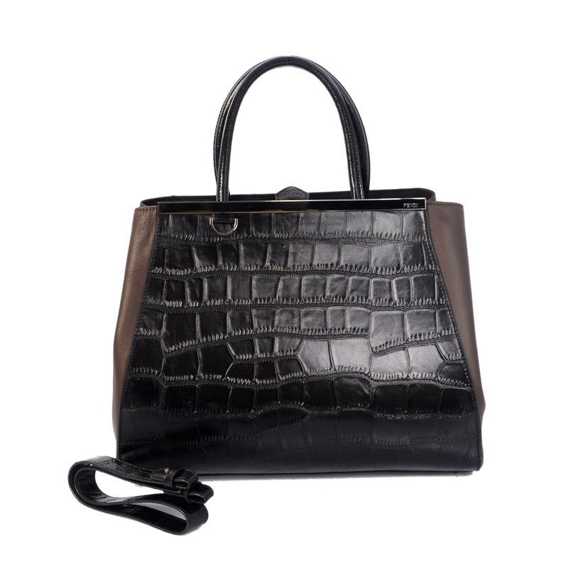 Fendi Fall Winter 2012 2Jours Black Original Croco Leather Tote Bag