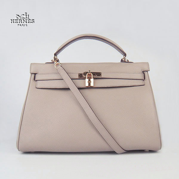 Hermes Kelly 35cm Togo Leather Bag Grey 6308 Gold Hardware