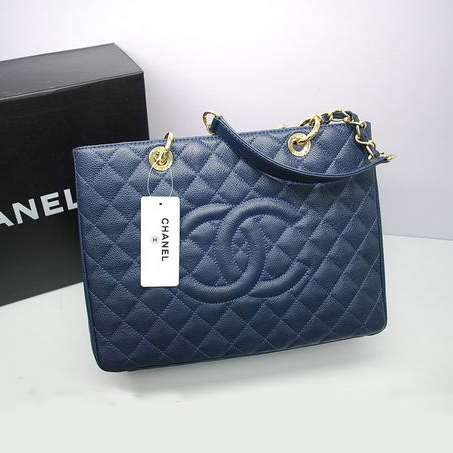 Chanel GST Caviar Leather Coco Bag A36092 Dark Blue