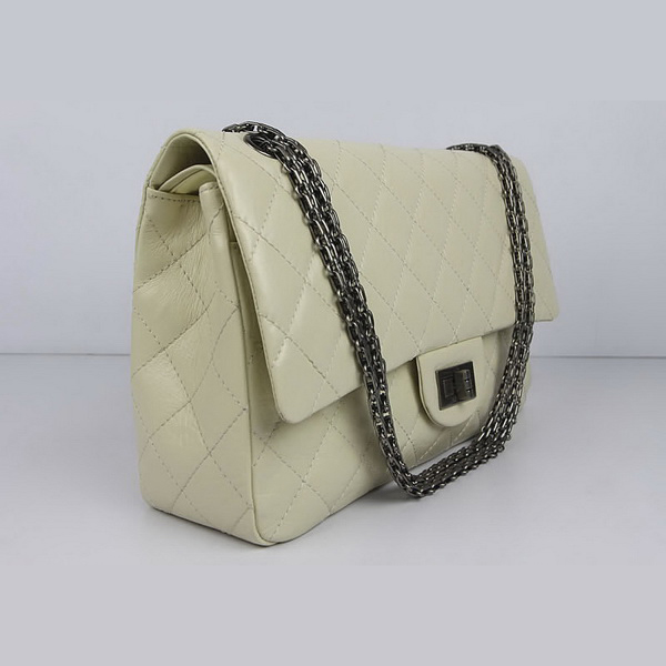 Chanel Flap Bag Quilted Beige Leather with Silver Chain