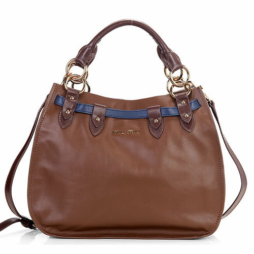 miu miu New Napa Leather Tote Bag 1783 Coffee