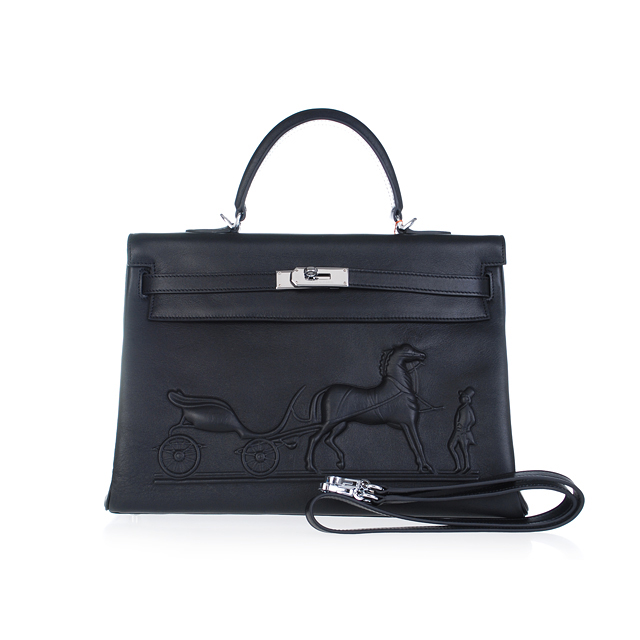 Hermes Kelly bag 35CM with Embossed logo Handbag black