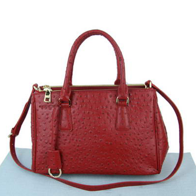 Prada Ostrich Leather Tote Bag BN1801 Red