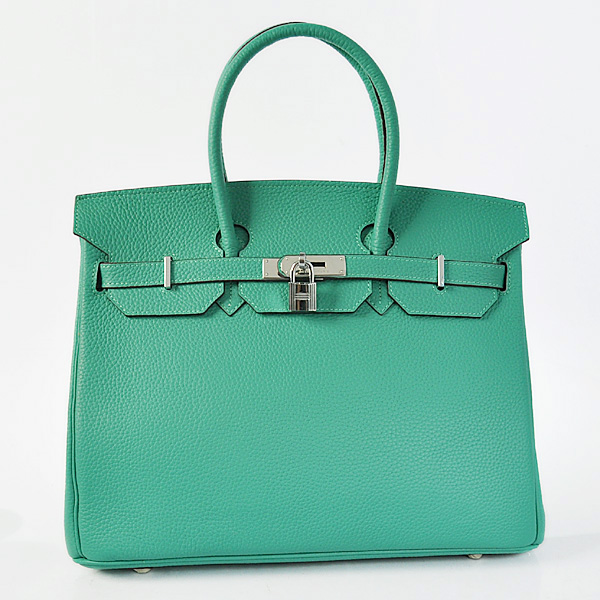 Hermes Birkin 35CM Lake Green clemence leather(Silver)