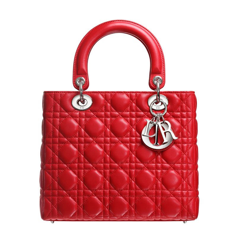 Lady Dior bag in bright red leather