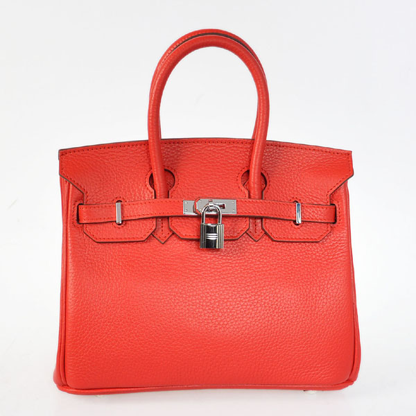 Hermes Birkin 25CM clemence leather in Flame with Silver hardware