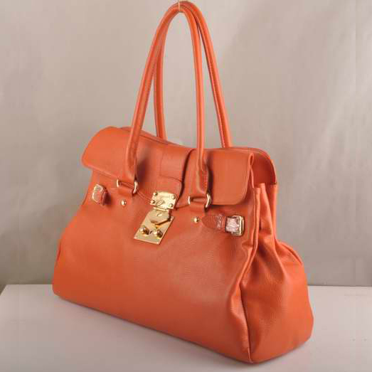 Miu Miu Calf Leather Tote Bags 90331 Orange