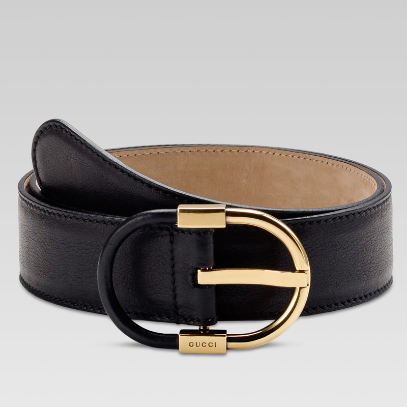 belt with gucci engraved oval buckle