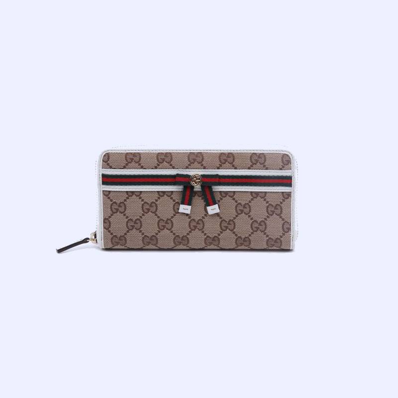 zip around wallet with bow and interlocking G detail