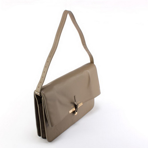 Celine Clasp Shoulder Bag Calfskin Gray