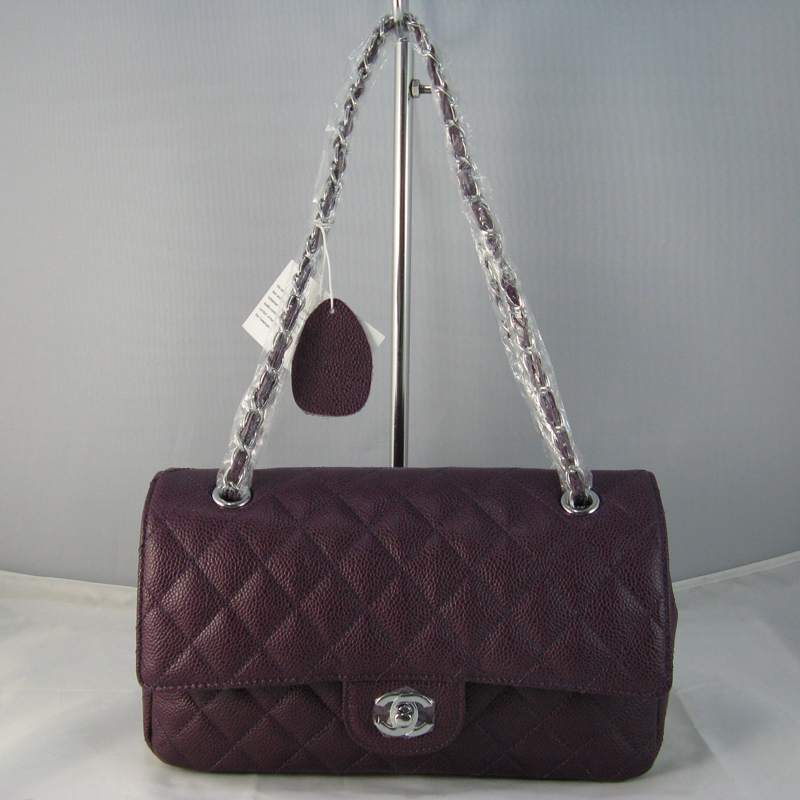 Chanel purple color with Silver chain