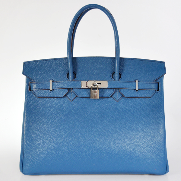 Hermes Birkin 35CM clemence leather in turkey blue with Silver hardware