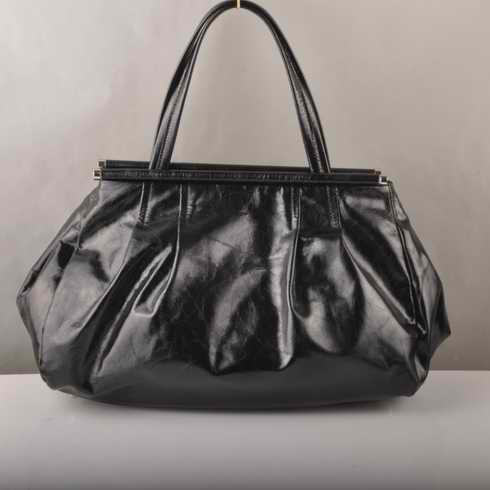 Miu Miu Tote Handbags Oil Wax Leather 8001 Black