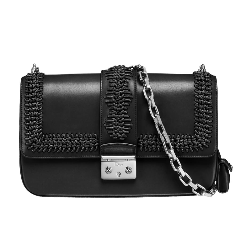 Shiny lack lambskin 'Miss Dior' bag with plaited details