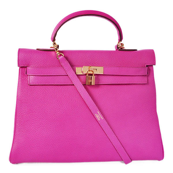 Hermes kelly 35CM clemence leather in Purpurin with Gold hardware