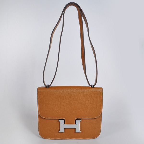 Hermes Constance Bag clemence leather in Camel with Silver hardware