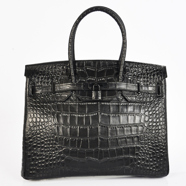 Hermes Birkin 35CM Crocodile stripes leather in Black with Black hardware