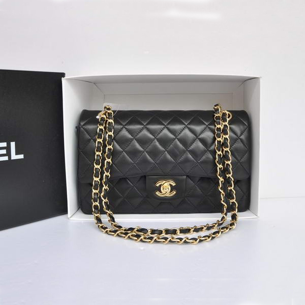 Chanel A1112 Flap Bag Original Leather Black Gold