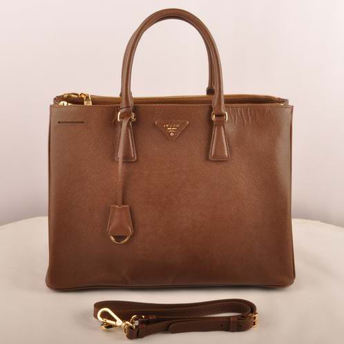 Prada Maxi Saffiano Leather Tote Bag Brown