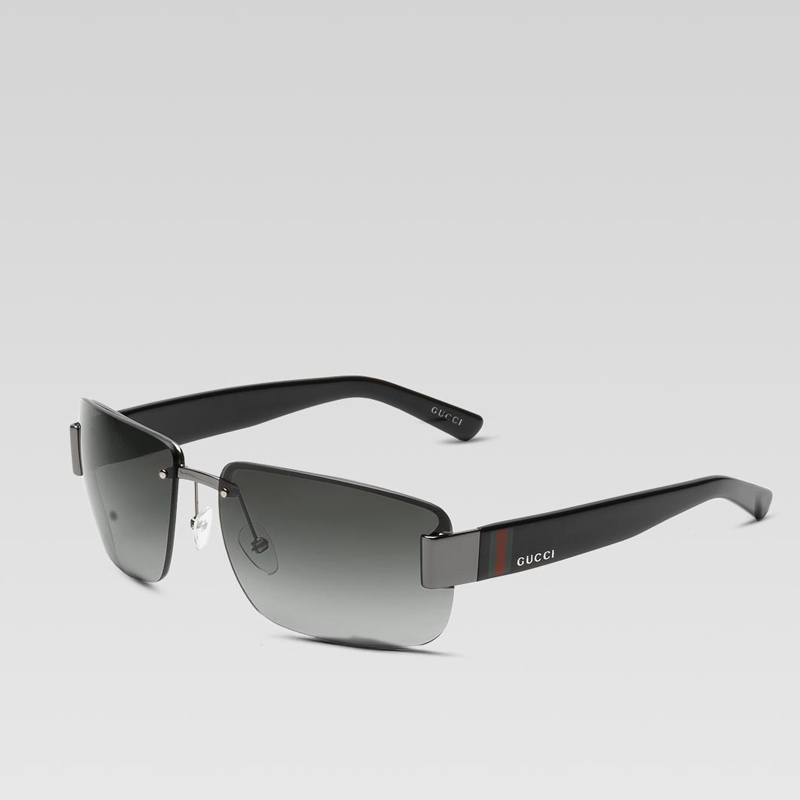 medium rimless sunglasses with gucci logo and sign