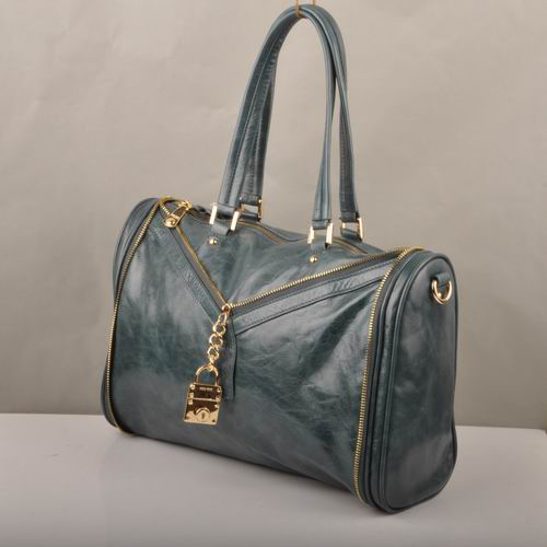 Miu Miu Tote Oil Leather Handbags 90339 Dark Green