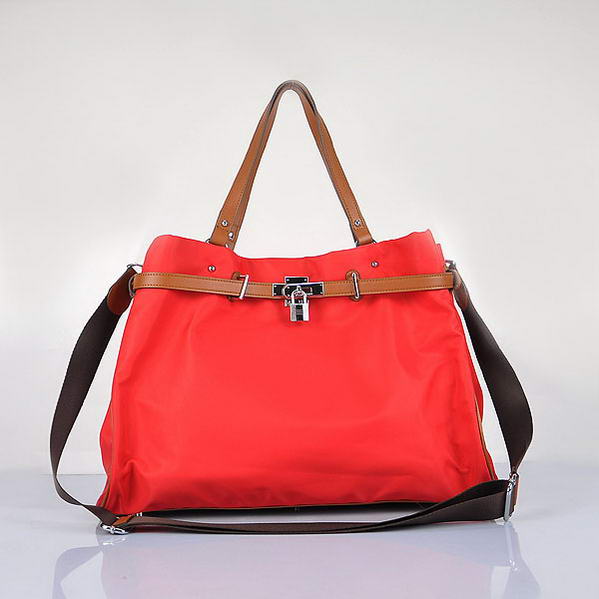 Hermes 2012 Waterproof Fabric Shoulder Bag Red