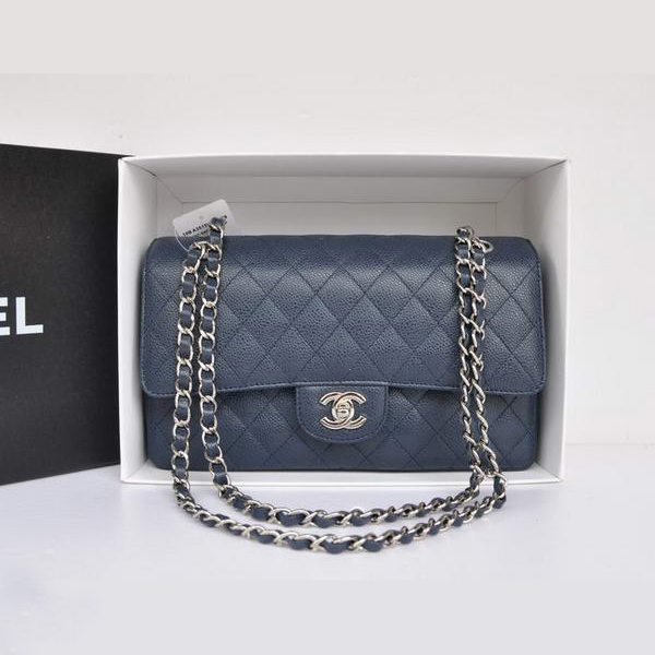 Chanel A1112 Flap Bag Original Cannage Leather Blue