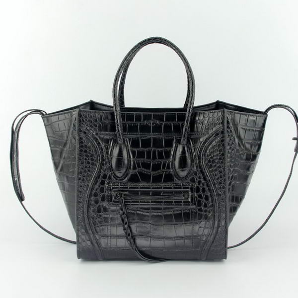 Celine Luggage Phantom Square Bags Crocodile Leather 108905 Black