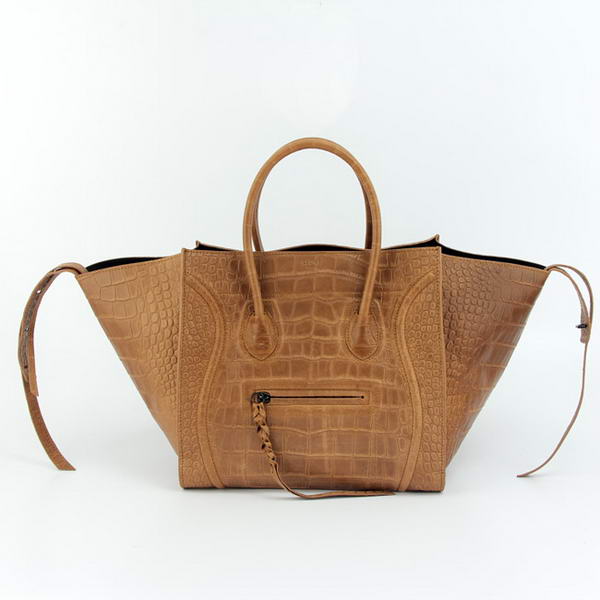 Celine Luggage Phantom Square Bags Crocodile Leather 80078 Camel