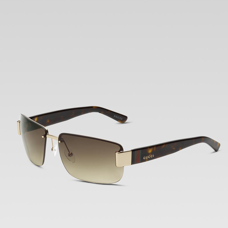 medium rimless sunglasses with gucci logo and sign