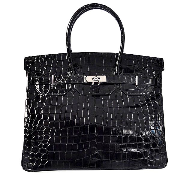 Hermes Birkin 35CM high light Crocodile leather in Black with Silver hardware