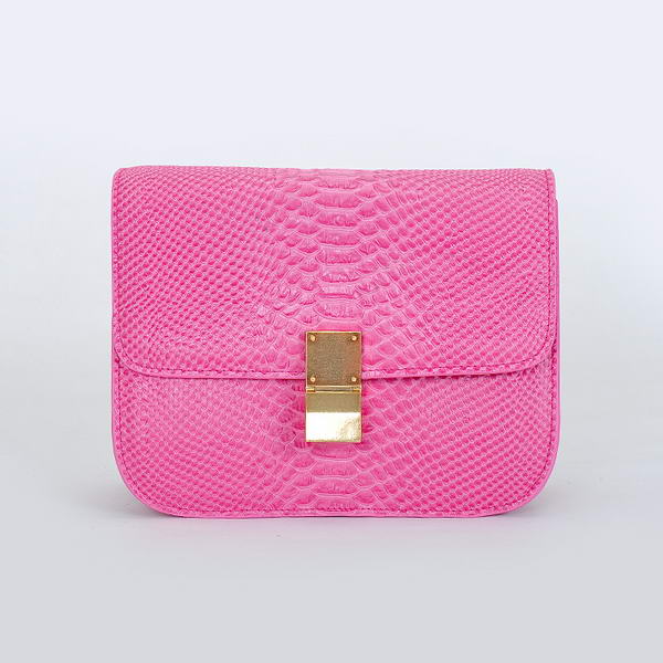 Celine Classic Box Small Flap Bag Snake Leather Pink