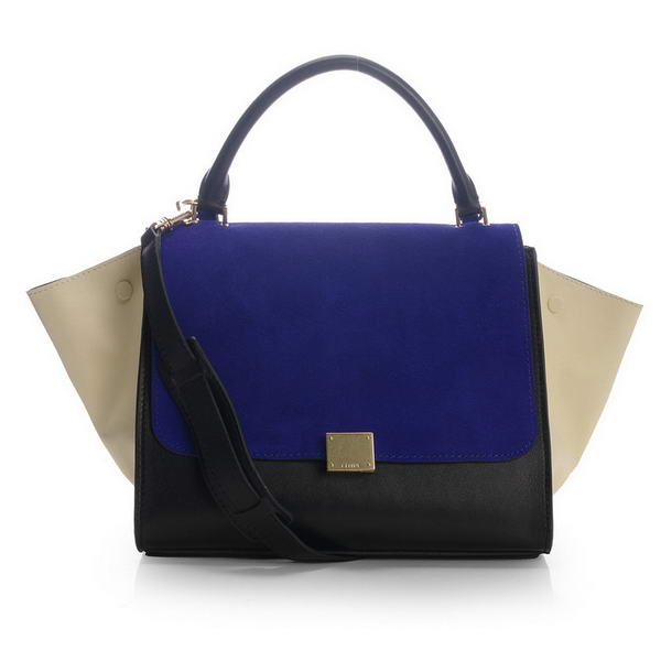 Newest 2012 Celine Trapeze Bags Original Leather 3342 Blue Camel Black