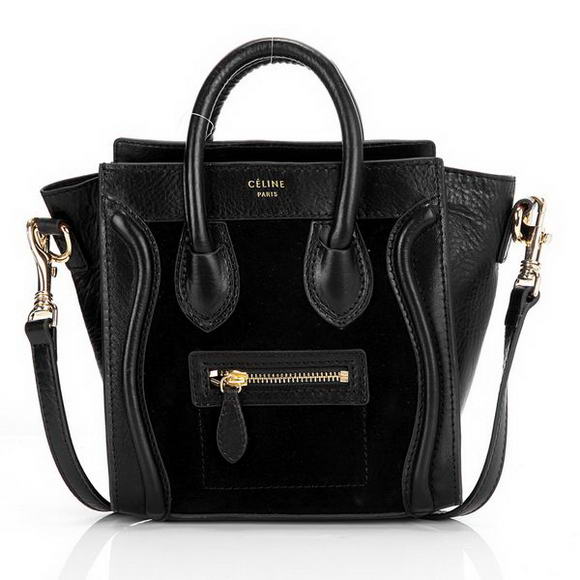 Celine Luggage Mini 165213MBA in Suede Black