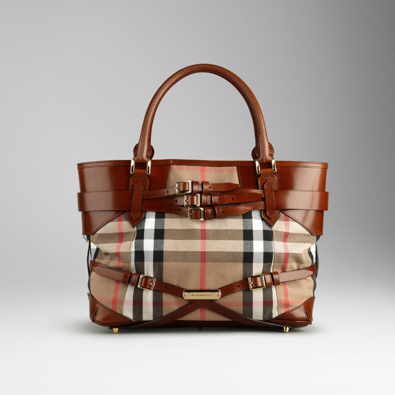 MEDIUM BRIDLE HOUSE CHECK TOTE