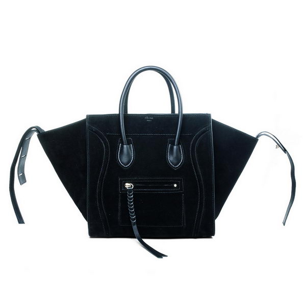 Celine Luggage Phantom Original Suede Leather Bags Black