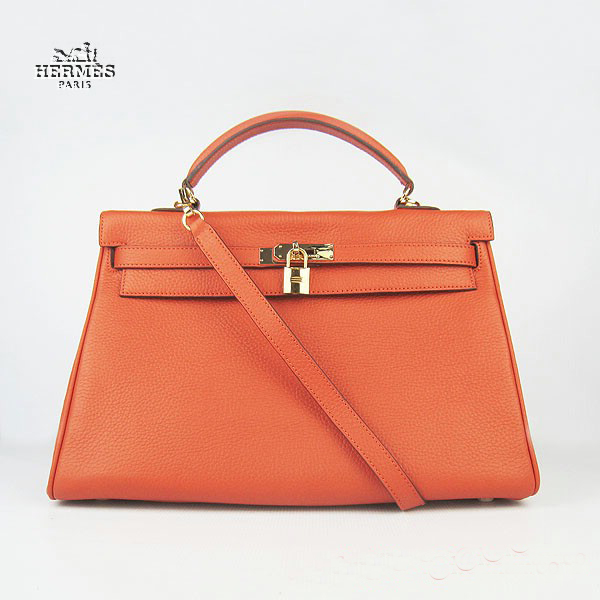 Hermes Kelly 35cm Togo Leather Bag Orange 6308 Gold Hardware