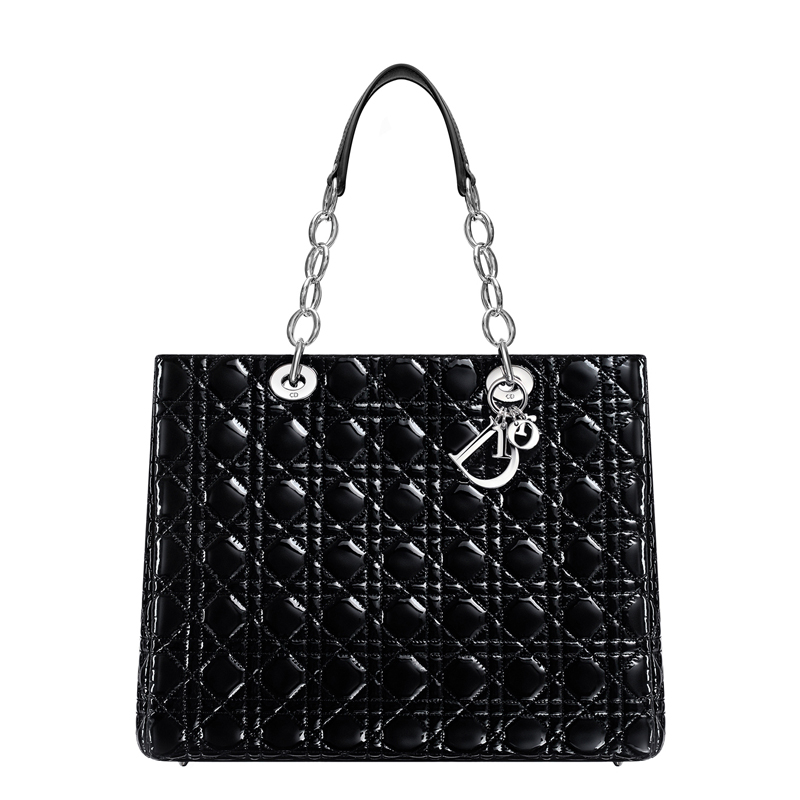 Dior Soft shopping bag in black patent leather