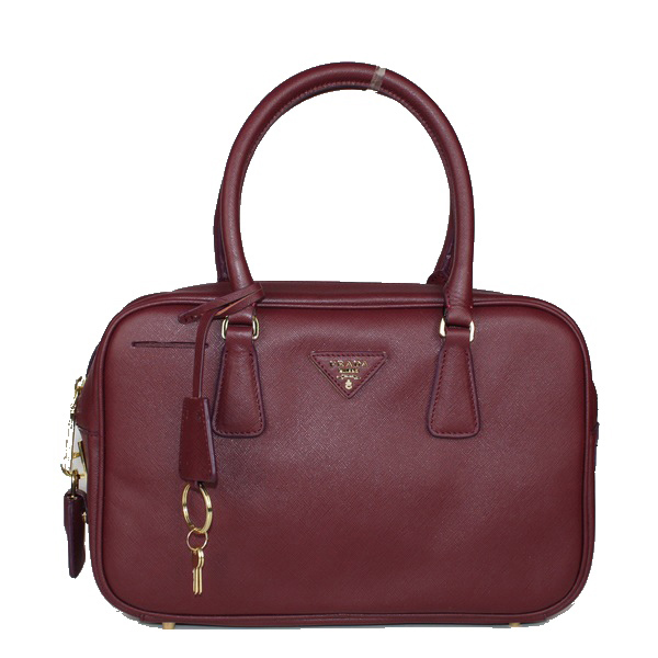 Prada Saffiano Leather Tote Bag BL1095 Bordeaux