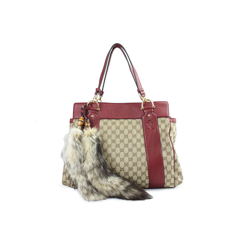 'smilla' tote with removable fur tails and bamboo