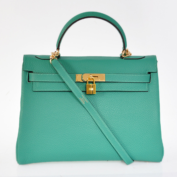 Hermes Kelly 32CM clemence leather in Lake Green with Gold hardware