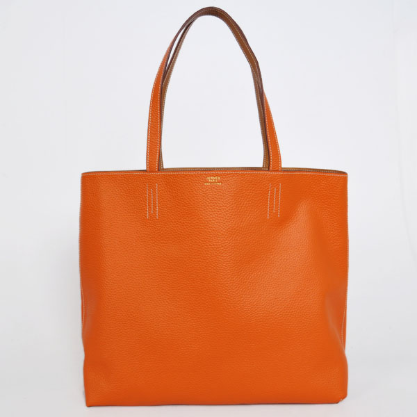 Hermes shopping bag clemence leather in Orange/Camel