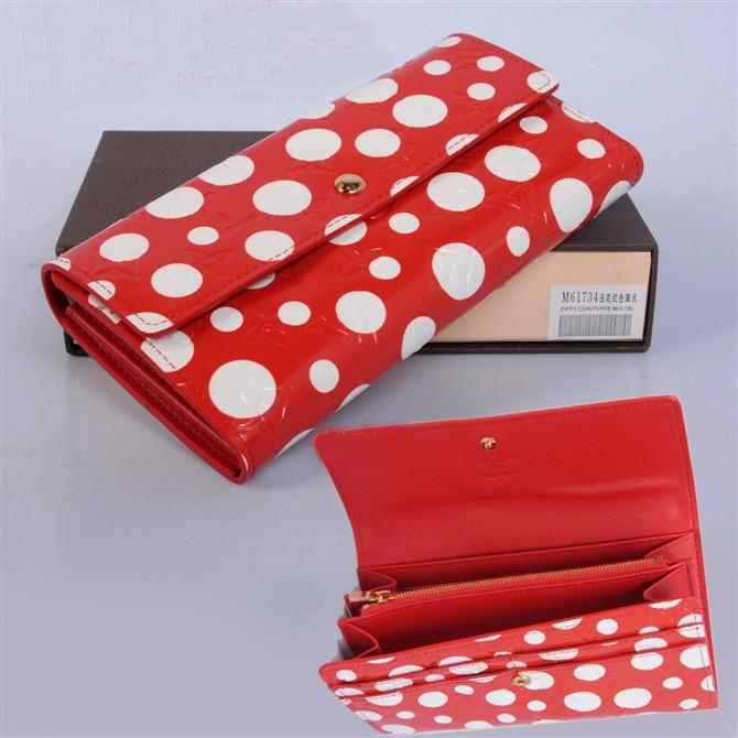 Louis Vuitton Monogram Vernis Dots Sarah Wallets M61734 Red